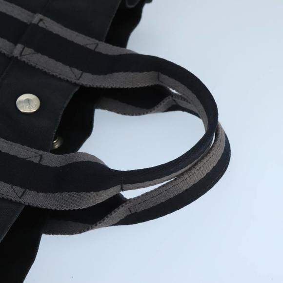 HERMES Fourre Tout PM Hand Bag Canvas Black Gray Silver Auth ti2255 - Picture 6 of 16